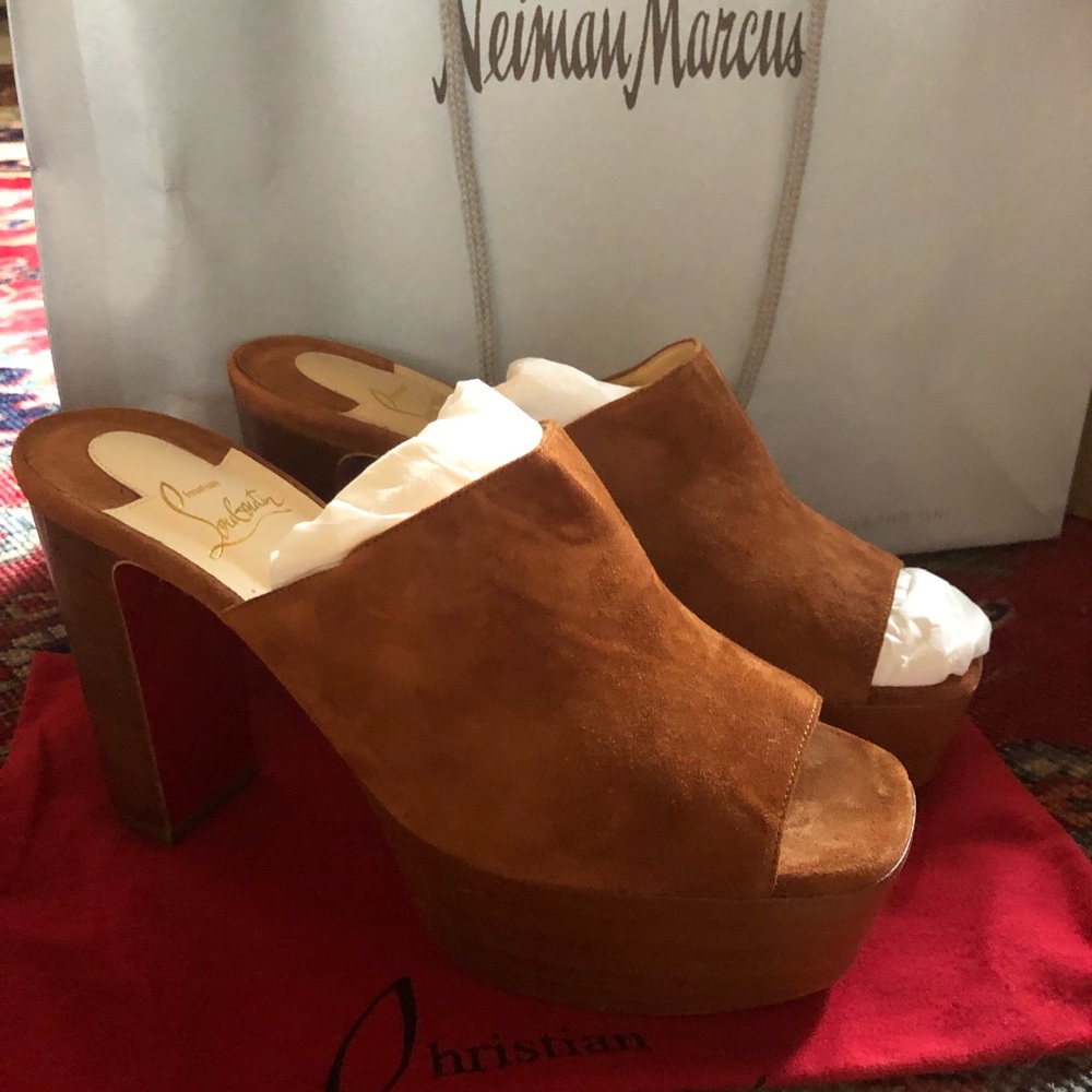 New Christian Louboutin suede mules 8.5